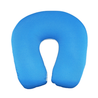 Almohada Cojin Para Cuello En U Con Bolitas Celeste