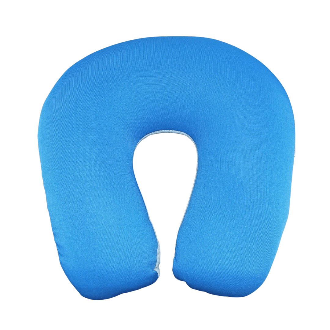 Almohada Cojin Para Cuello En U Con Bolitas Celeste
