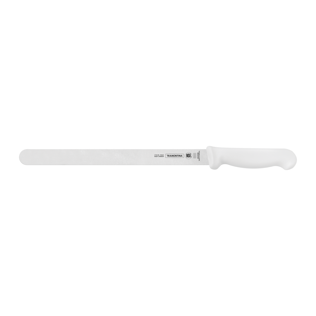 Cuchillo para Fiambres Tramontina Profesional con Lámina en Acero Inoxidable y Mango de Polipropileno Blanco 12""
