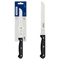 Cuchillo para Pan Tramontina Ultracorte con Lámina en Acero Inoxidable y Mango de Polipropileno Negro 7""