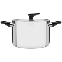 Olla alta Grano Baquelite de acero inoxidable con cuerpo triple, tapa y asas de baquelita de 24 cm y 7,7l Tramontina