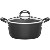 Cacerola Tramontina Mônaco Induction en Aluminio con Revestimiento Interno y Externo Antiadherente Starflon Premium Negro con Tapa Vidrio 28 cm 6,4 L