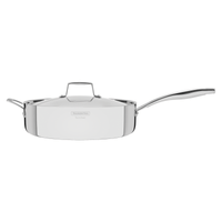 Sartén Tramontina Grano de acero inoxidable con cuerpo triple con tapa y mango 30 cm 5,6 L