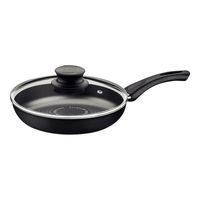 Sartén Recta Tramontina Paris+ en Aluminio con Revestimiento Interno y Externo en Antiadherente Starflon Excellent Negro con Tapa 24 cm 1,8 L
