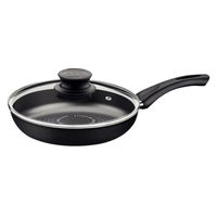 Sartén Recta Tramontina Paris+ en Aluminio con Revestimiento Interno y Externo en Antiadherente Starflon Excellent Negro con Tapa 26 cm 2,3 L