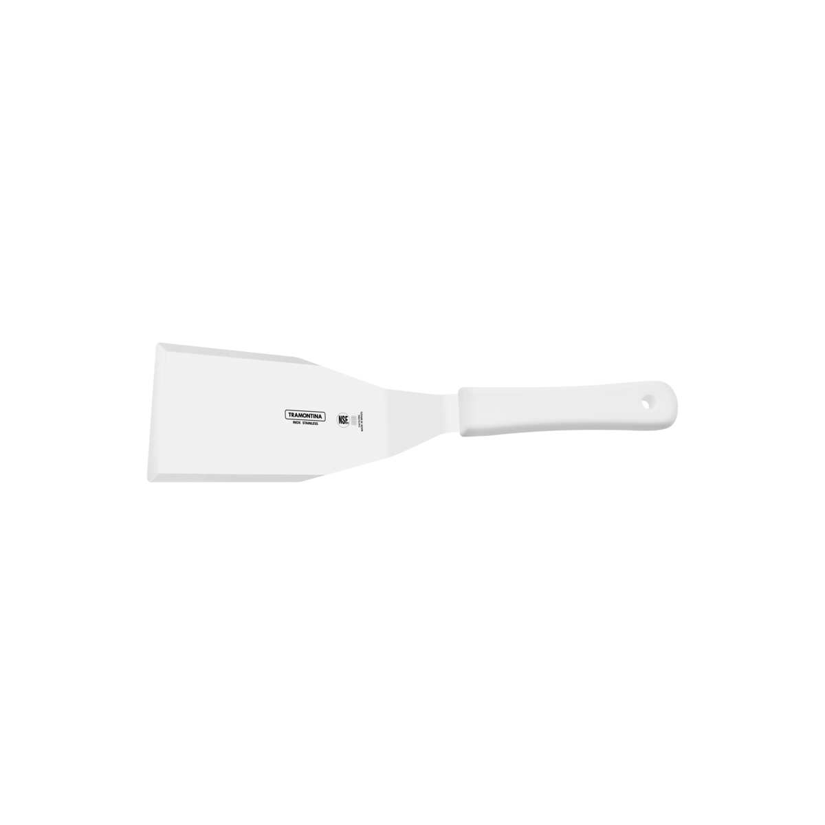 Espátula para Hamburguesas Tramontina Profesional con Lámina en Acero Inoxidable y Mango de Polipropileno Blanco 6x3""