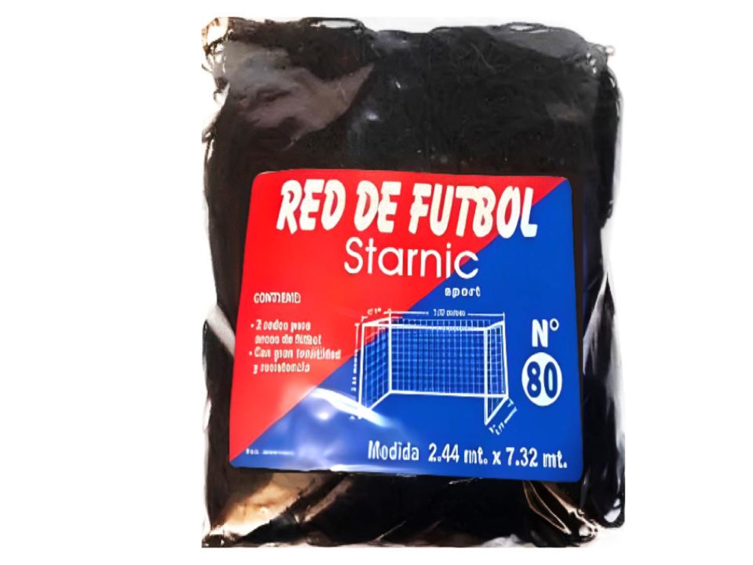 RED MALLA PARA ARCO DE FÚTBOL 7.50 x 2.50 #80 NEGRO - 2 UNIDADES