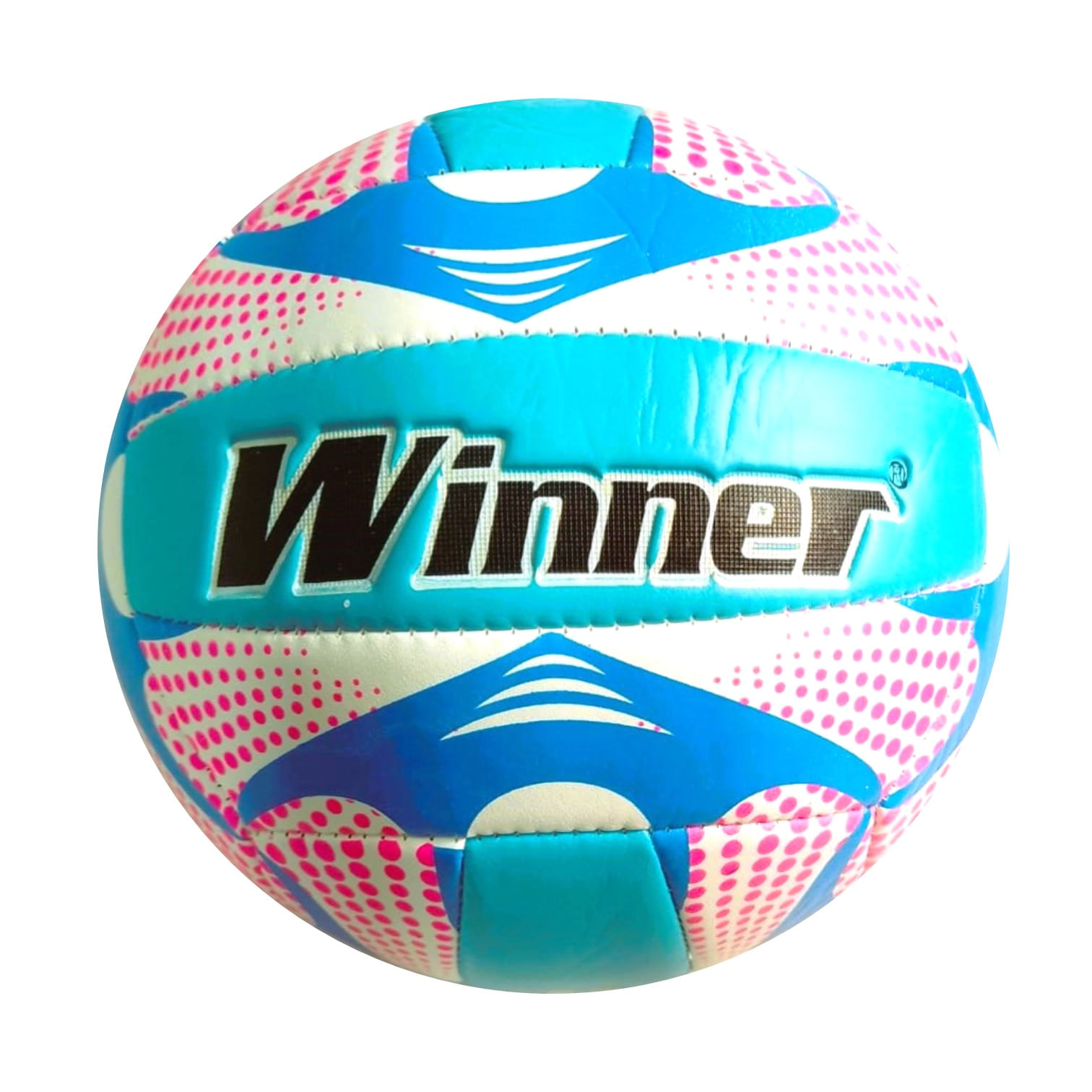 PELOTA PARA VÓLEY ACOLCHADA COSIDO TALLA 5 WINNER CELESTE/FUCSIA