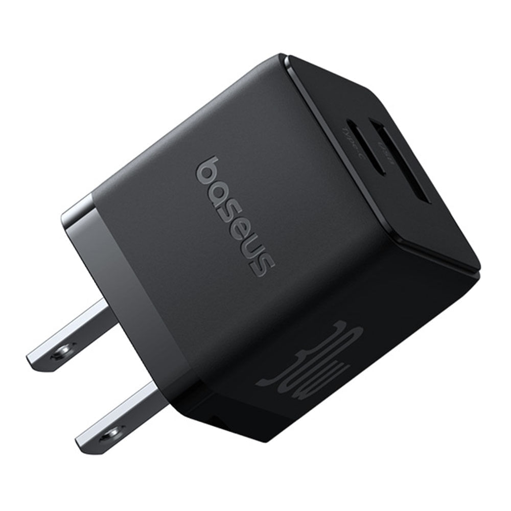 Cargador de pared Baseus Dual 30W, USB Tipo-C, carga rápida, negro