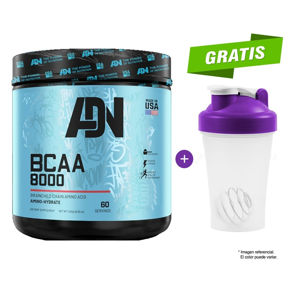 AMINOÁCIDO BCAA 8000 DE 540G. GREEN APPLE ADN NUTRITION