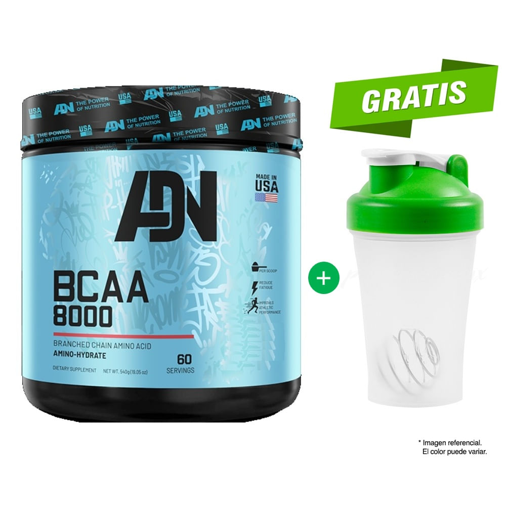 AMINOÁCIDO ADN NUTRITION BCAA 8000 540G GREEN APPLE + SHAKER
