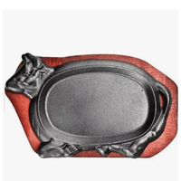 Plato De Hierro modelo Vaca Con Base De Madera