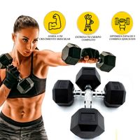 Set De Pesas Mancuernas Hexagonal Metal Cromado X2 17.5Kg