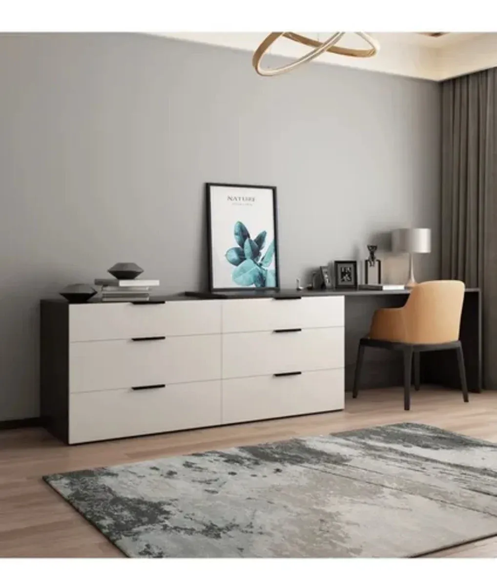Tocador-Escritorio Contemporáneo Preta Gris 240cm