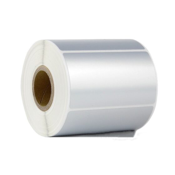 Rollo 1000 etiquetas adhesivas Poliéster plateado 76x50mm 1