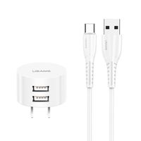 Cargador Celular Pared + Cable USB a Type-C USAMS Blanco