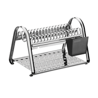 Escurridor de platos Tramontina Plurale de acero inoxidable con porta cubiertos negro