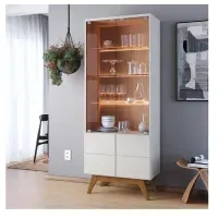 Vitrina Multiusos TU MESITA Génova 4 puertas color Blanco/Natural