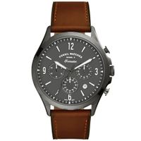Reloj Fossil Forrester FS5815 Para Hombre Fecha Cronometro Acero Inoxidable Correa De Cuero Marron N