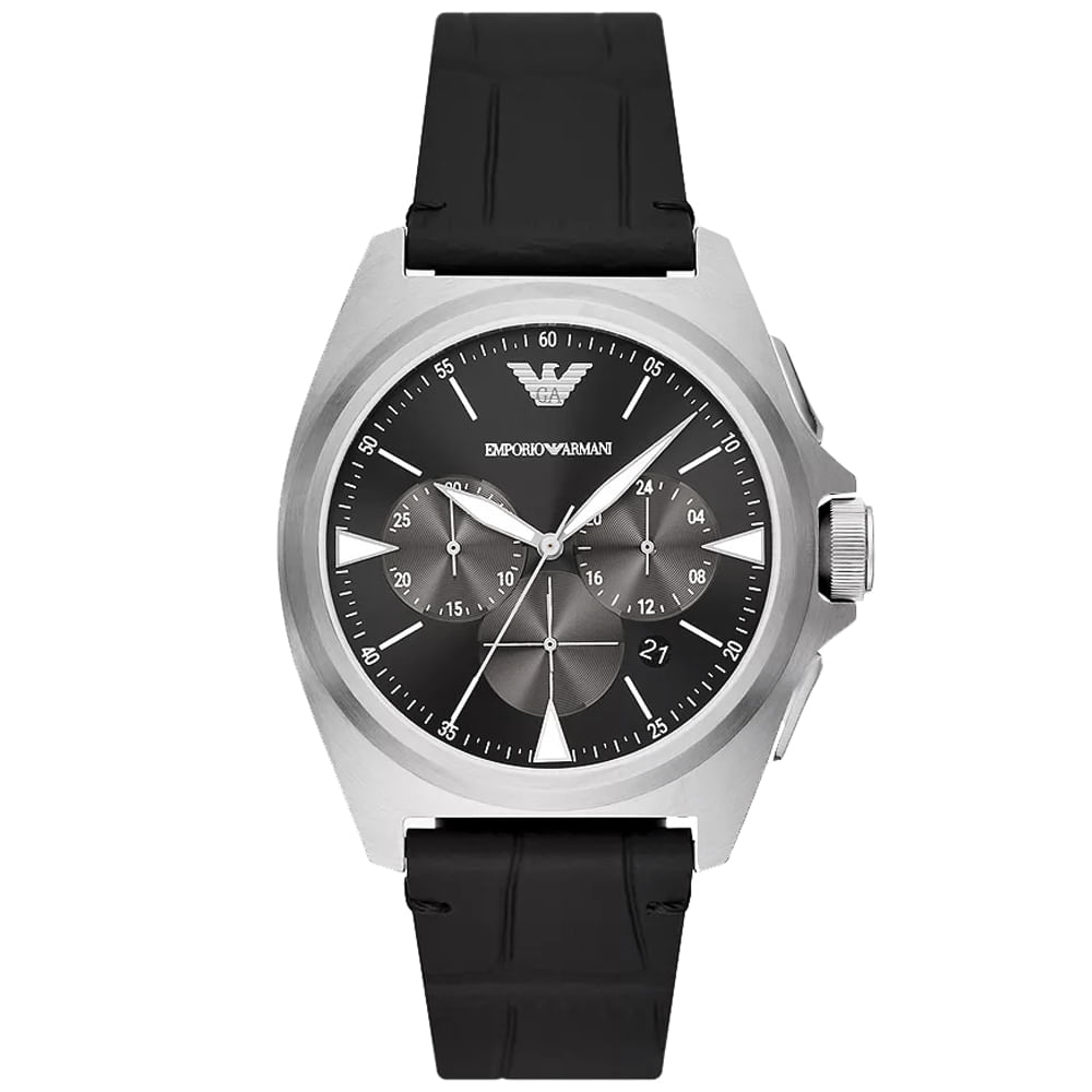 Reloj Emporio Armani Nicola AR11430 Para Hombre Acero Inoxidable Correa De Cuero Negro