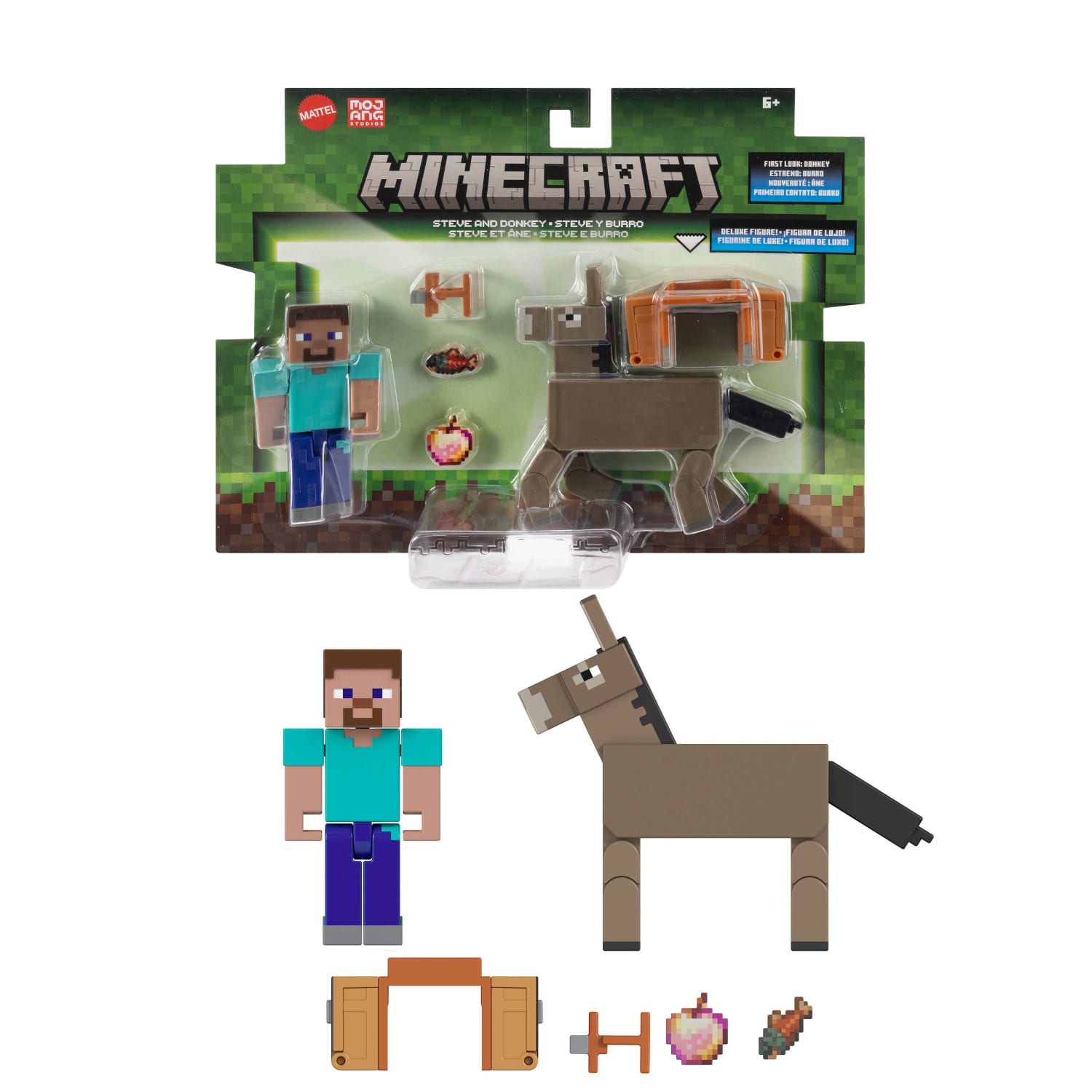 Figura De Acción Minecraft Steve Y Burro 3.25""