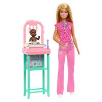 Muñeca Barbie Enfermera Cabello Rubio Con Bebé