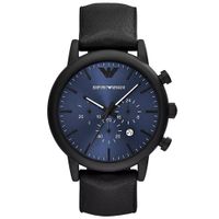 Reloj Emporio Armani Luigi AR11351 Fecha Cronometro Acero Inoxidable Correa De Cuero Negro