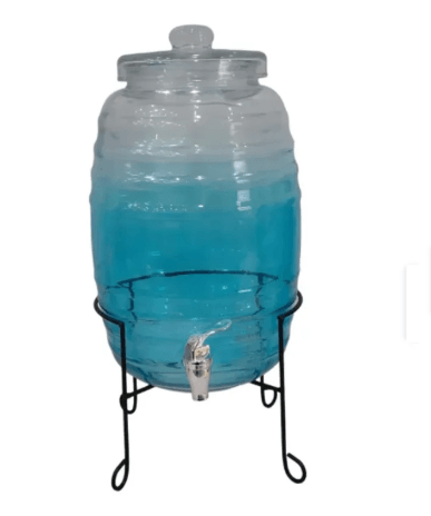 Dispensador De Vidrio En Forma De Barril Celeste
