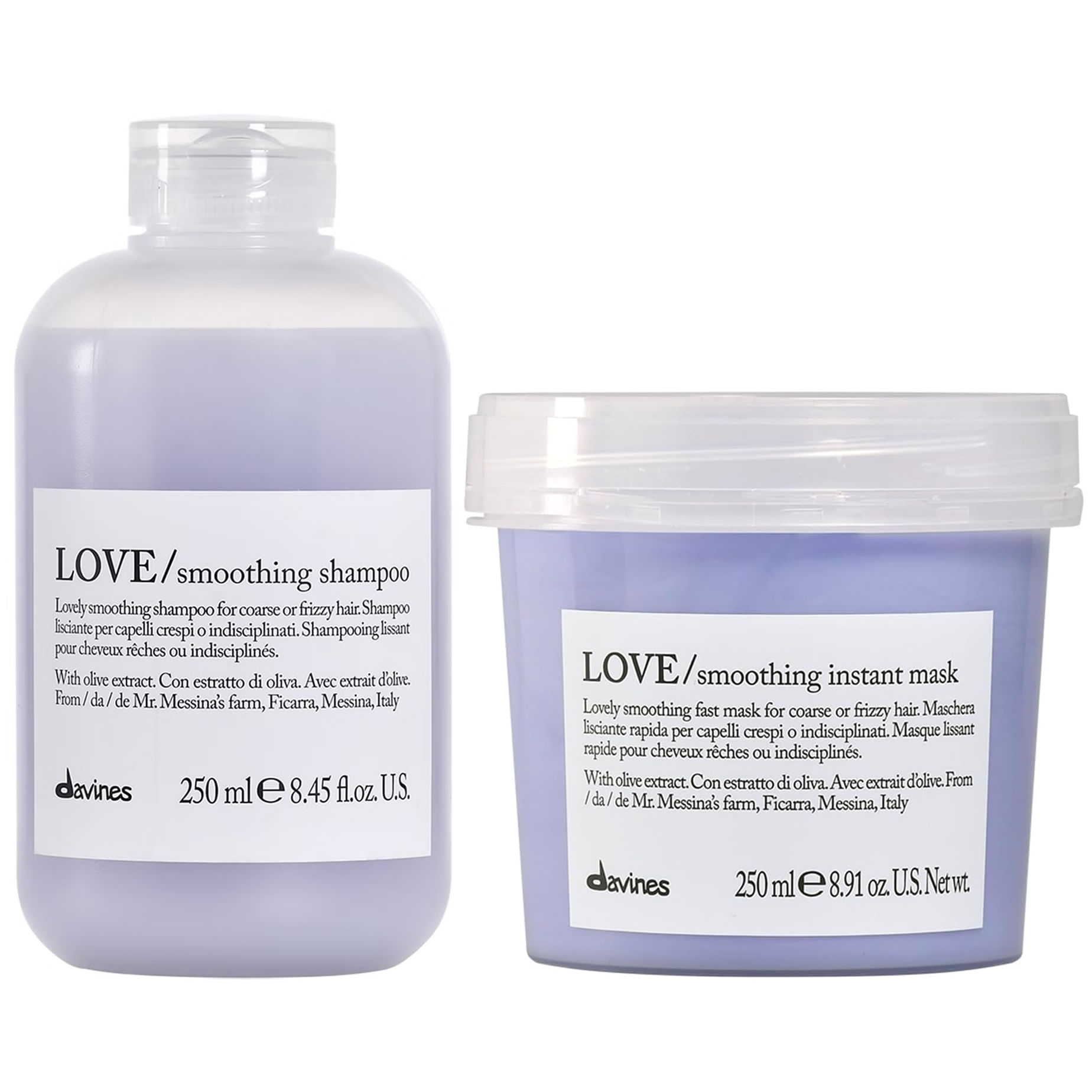 Shampoo Anti Frizz 250ml + Mascarilla Davines Love Smoothing