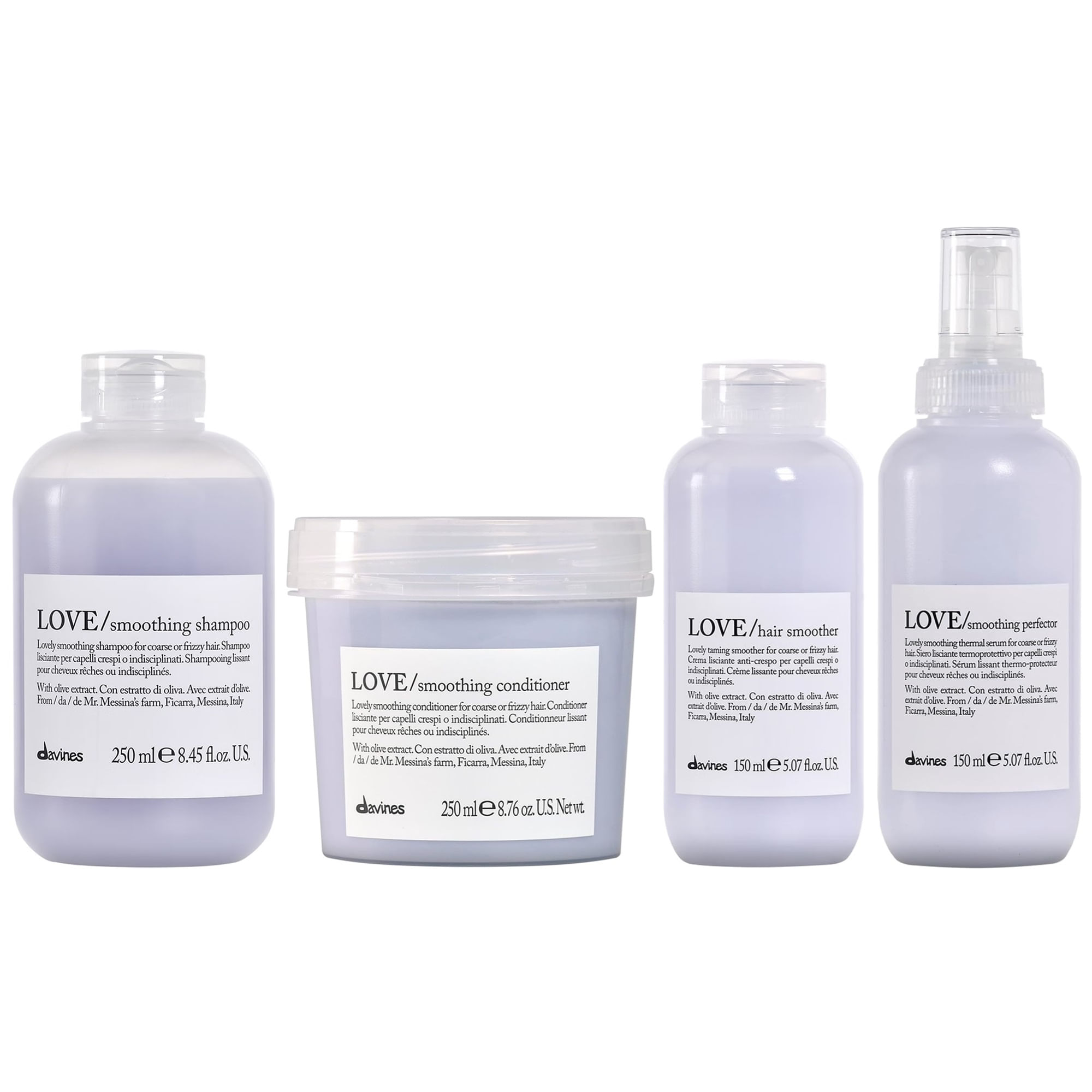 Shampoo 250ml + Acondicionador + Crema + Sérum Davines Love Smoothing