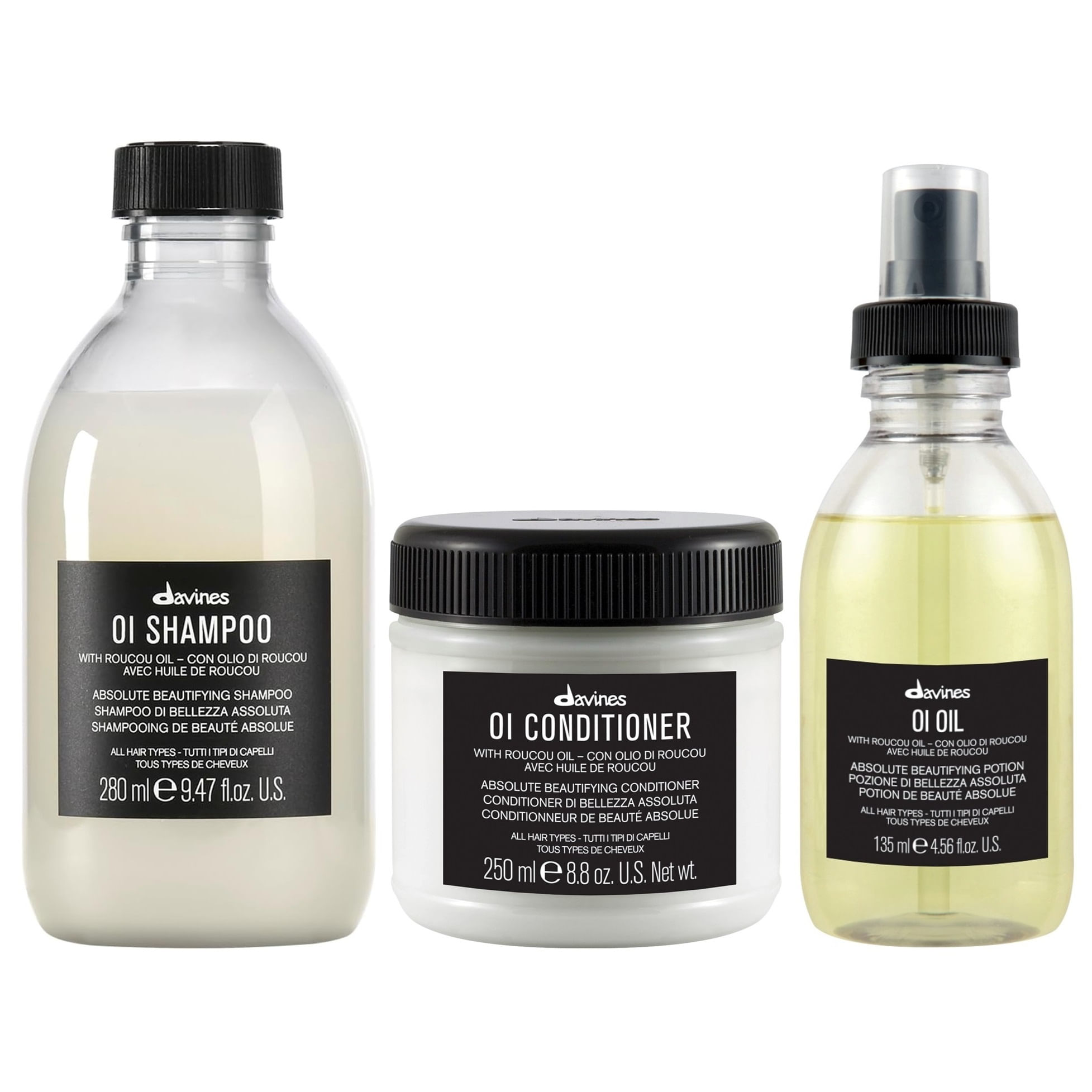 Shampoo Antioxidante 280ml + Acondicionador + Oil 135ml Davines OI
