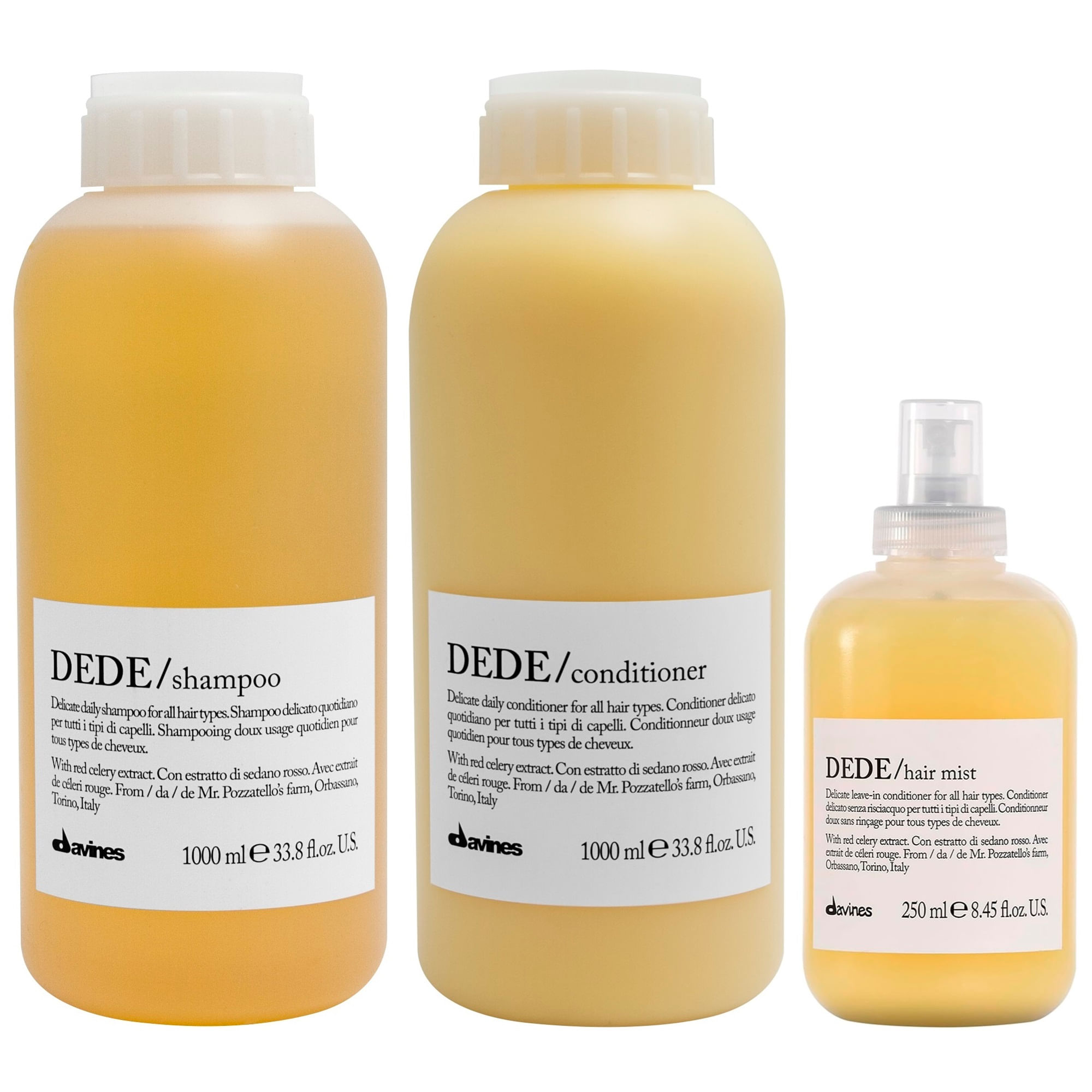 Daily Shampoo 1000ml + Acondicionador + Spray Hair Mist Davines Dede