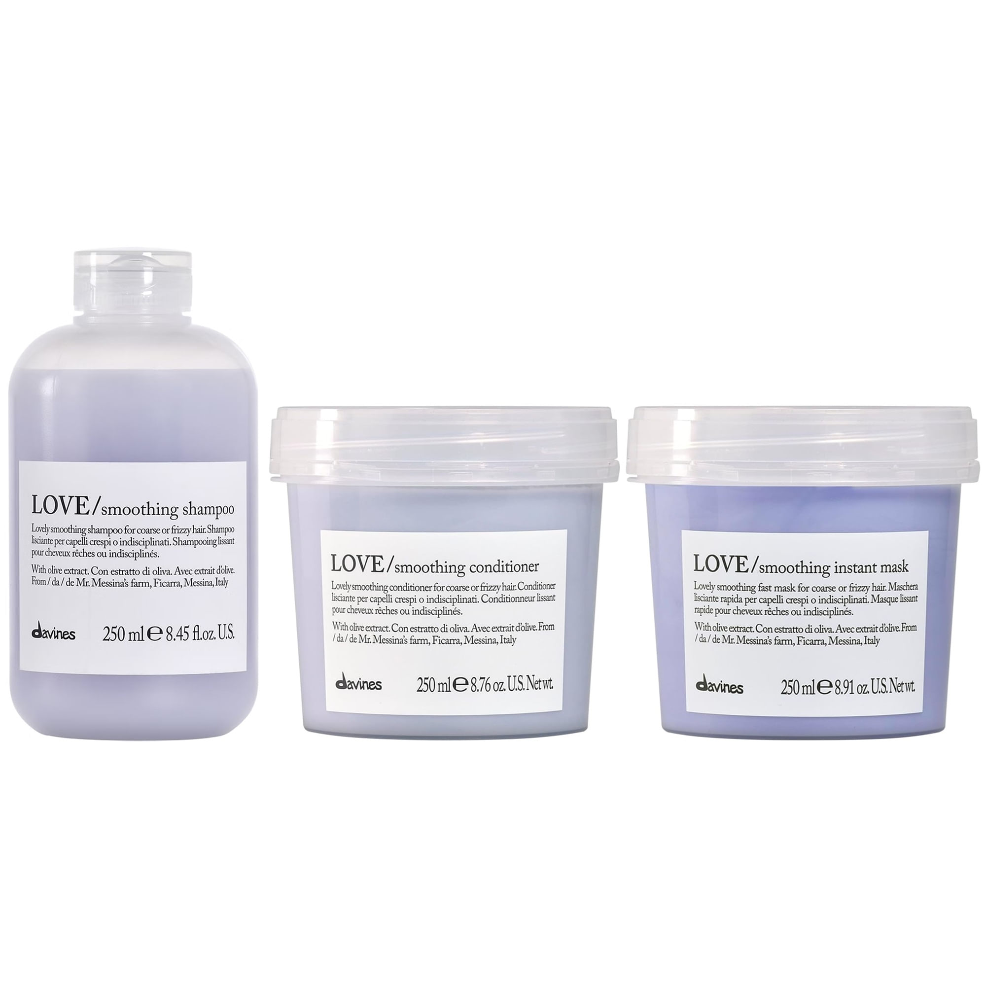 Shampoo 250ml + Acondicionador + Mascarilla Davines Love Smoothing