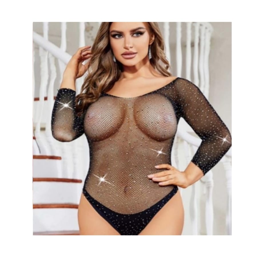 Body Negro Para Muger Con Brillo