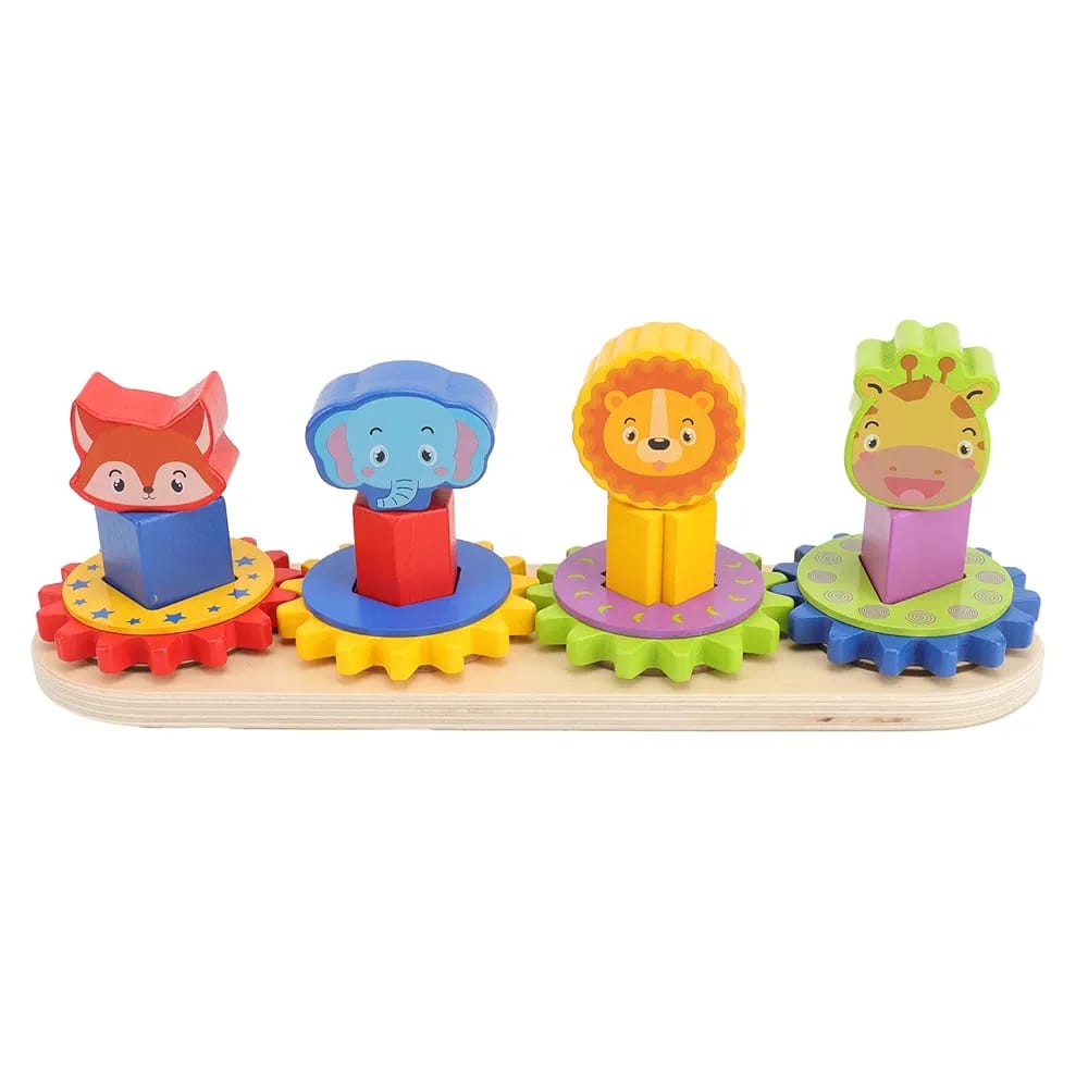 PLANTADO ANIMALES Y ENGRANAJE DE MADERA