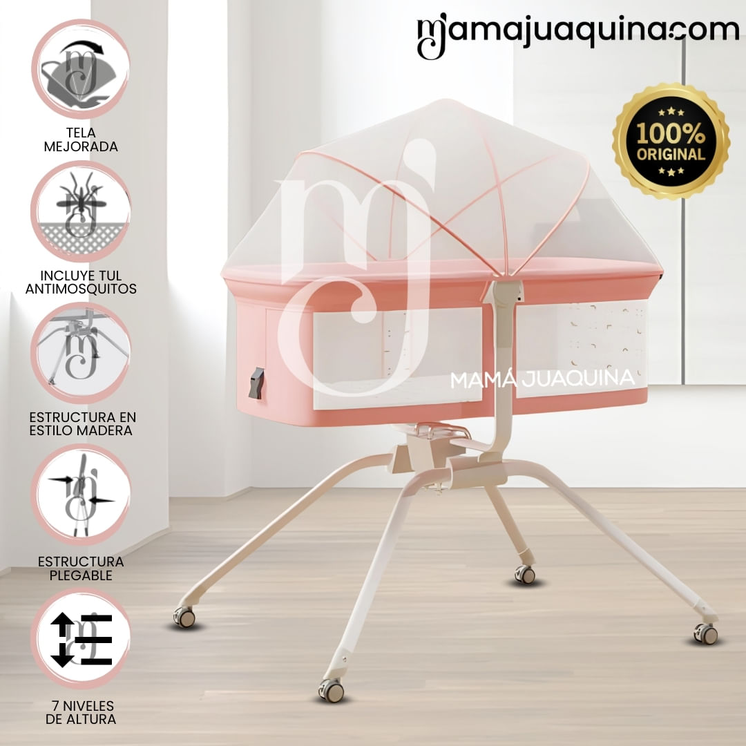 Cuna Colecho Mecedora 2 en 1 «MOON» de Lujo Rosa