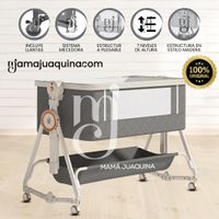 Cuna Colecho Mecedora Plegable 2 en 1 «LONE» de Lujo Gris