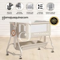 Cuna Colecho Mecedora Plegable 2 en 1 «LONE» de Lujo Beige