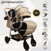 Coche Cuna de Lujo «BARCE NEW» Mango Reversible Beige
