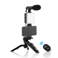 Kit Vlogging Recargable Luz LED Trípode y Micrófono - Video Making