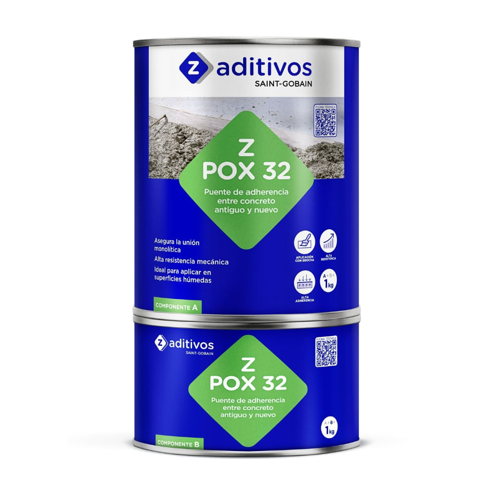 Puente de adherencia epóxico para anclajes y reparación Zpox 32 A+B 1kg