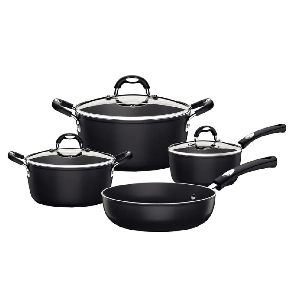 Juego de Ollas Mônaco Induction Starflon Premium Negro 7 Piezas