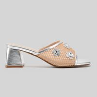 Sandalias Malabar Collection Mujer Flower Plateado