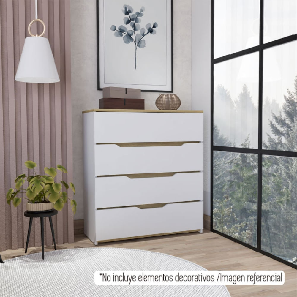 Comoda Z-80 Bicolor 4 Cajones - Blanco / Duna