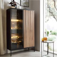 Vitrina Moderna Vilma con 2 Puertas Color Negro/Duna con Luz LED TU MESITA