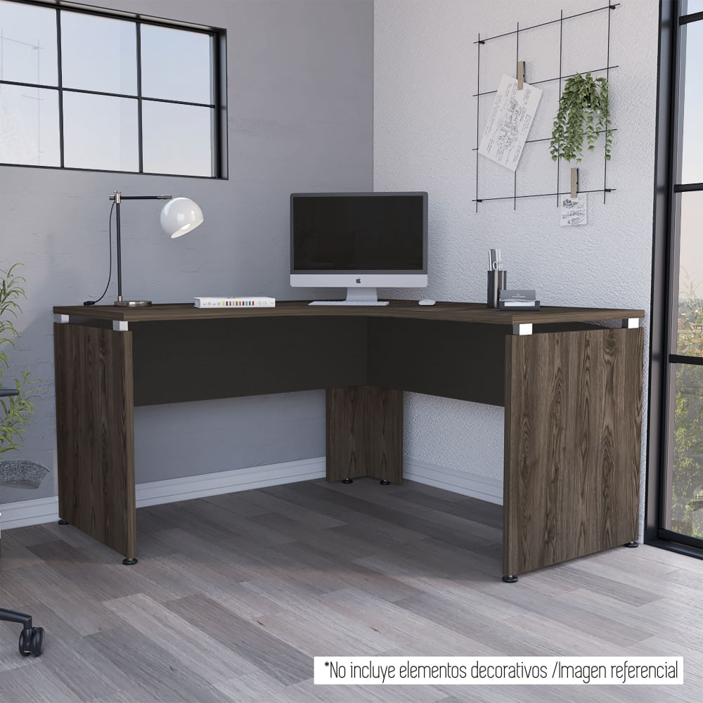 Escritorio L-140 Home Office - Coñac / Negro