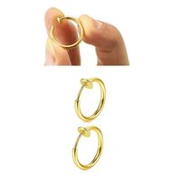 Set x 2 argollas falsas piercing a presión dorado para oreja o nariz