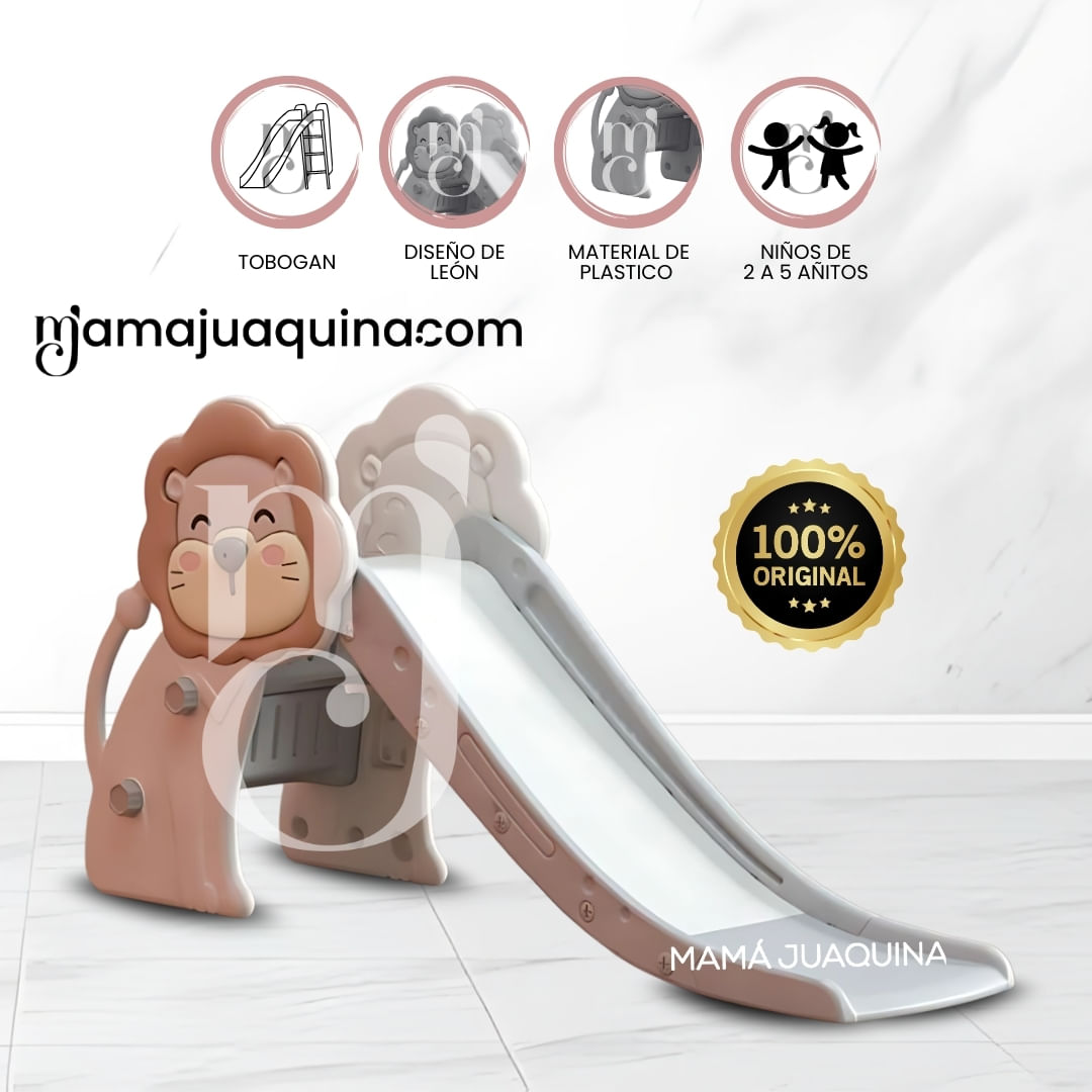 Tobogán para Niños «LEO» con Barandas de Seguridad Beige