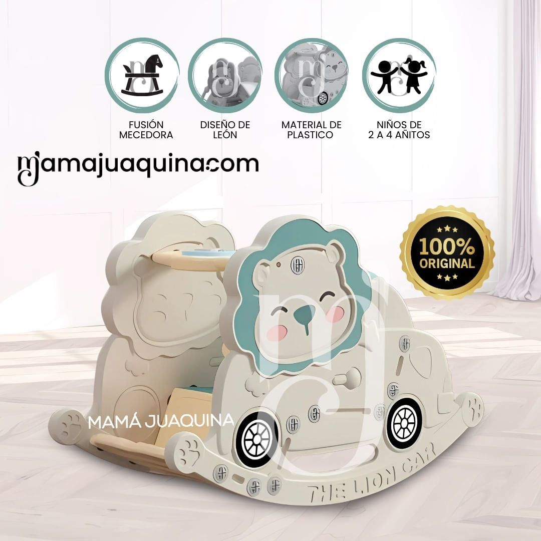Balancín Leoncito Montable para Bebés «LEO´S CAR» Verde agua
