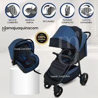Coche de Paseo «CAZZU» con Porta Bebé - Azul